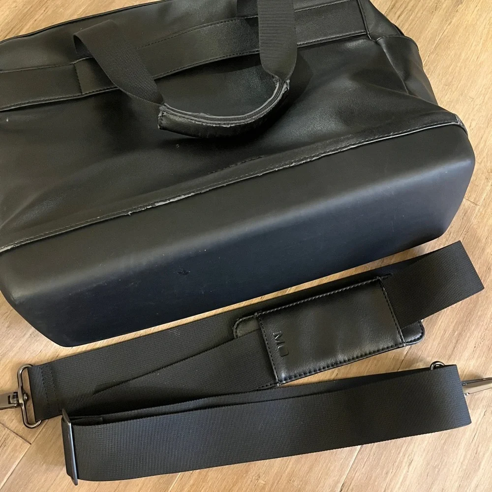 Black Moleskine Classic Briefcase Laptop Bag With Strap